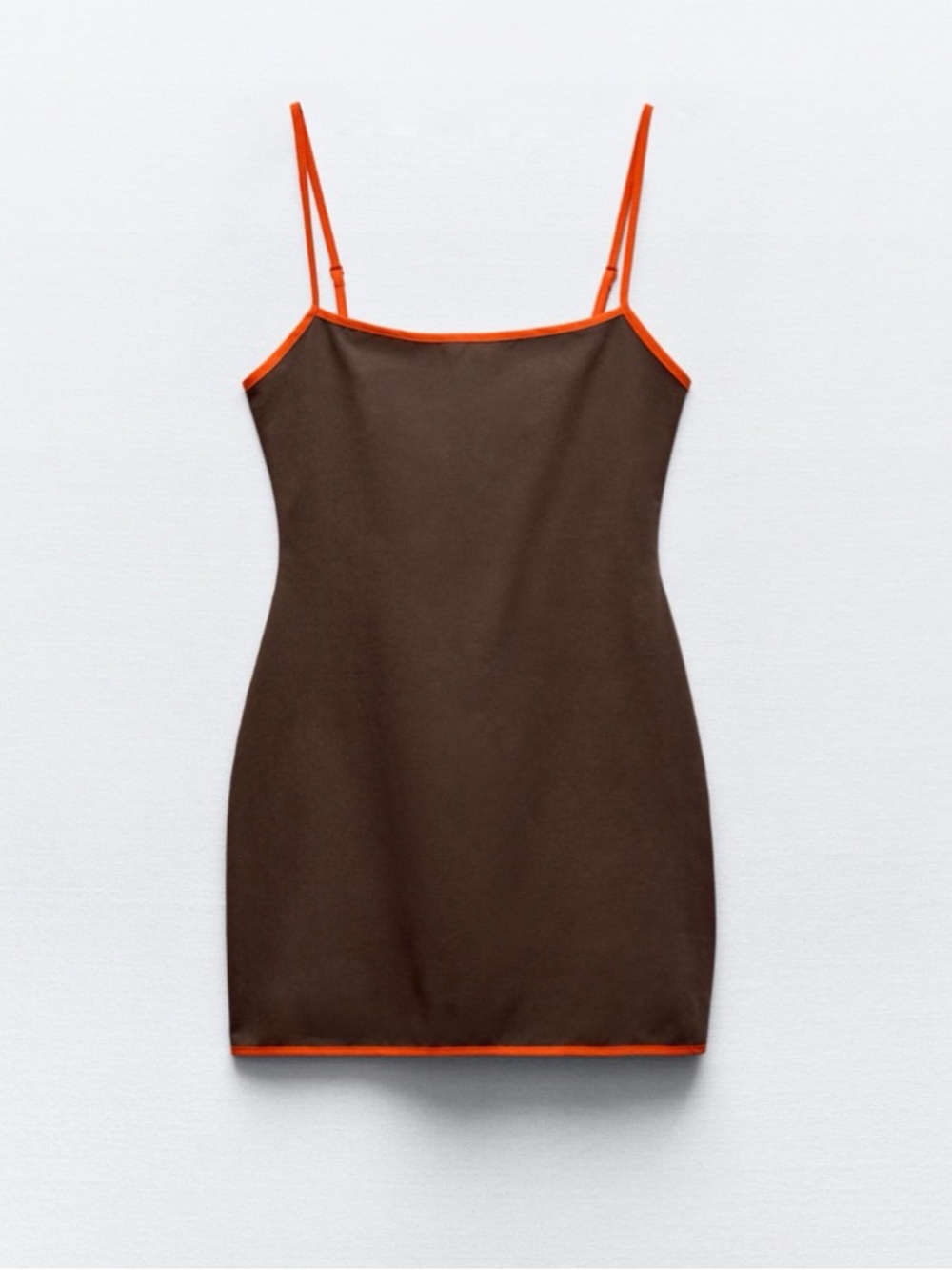 Zara Brown Mini Dress with Orange Trim